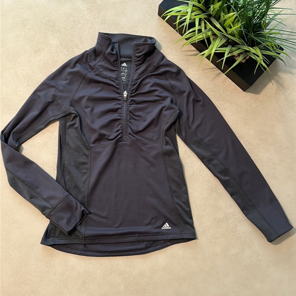 Quarter zip polyester spandex women’s long sleeve top